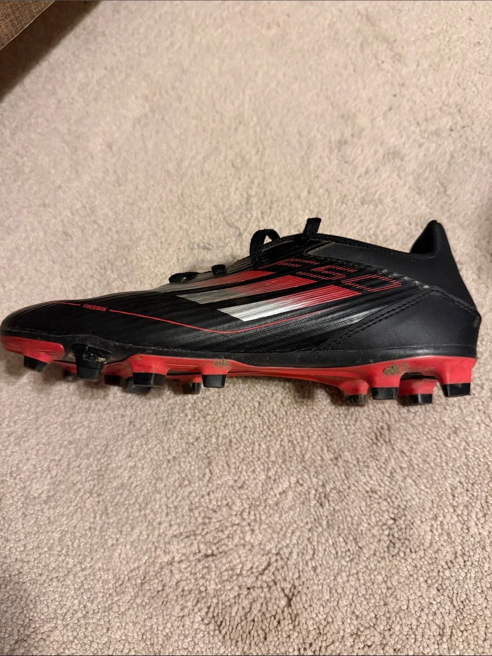 adidas Black and Red Men's Athletic Soccer Shoes